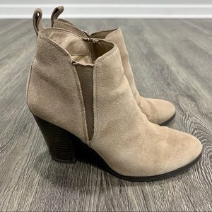 Michael Kors Tan Suede Slip On Block Heel Booties